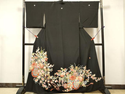 平和屋着物■豪華黒留袖　作家物　花車文　金彩　正絹　逸品　DABH5073ea