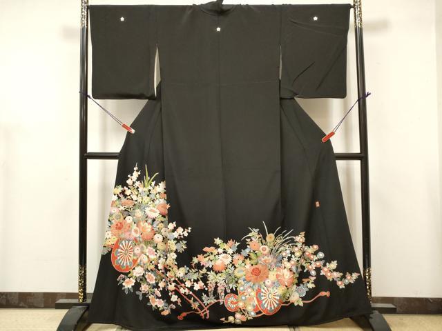 平和屋着物■豪華黒留袖　作家物　花車文　金彩　正絹　逸品　DABH5073ea
