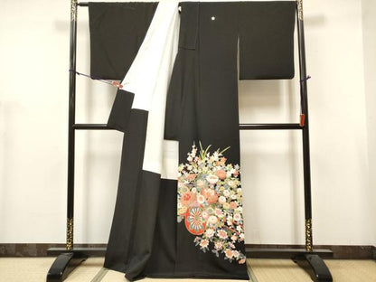 平和屋着物■豪華黒留袖　作家物　花車文　金彩　正絹　逸品　DABH5073ea