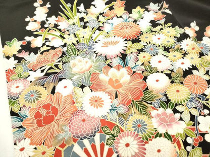 平和屋着物■豪華黒留袖　作家物　花車文　金彩　正絹　逸品　DABH5073ea