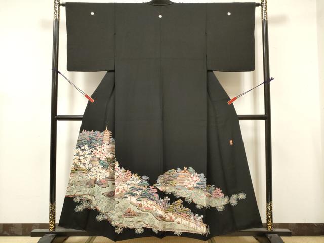 平和屋着物■豪華黒留袖　友禅　作家物　枯山水　松竹梅　正絹　逸品　DABH5077ea