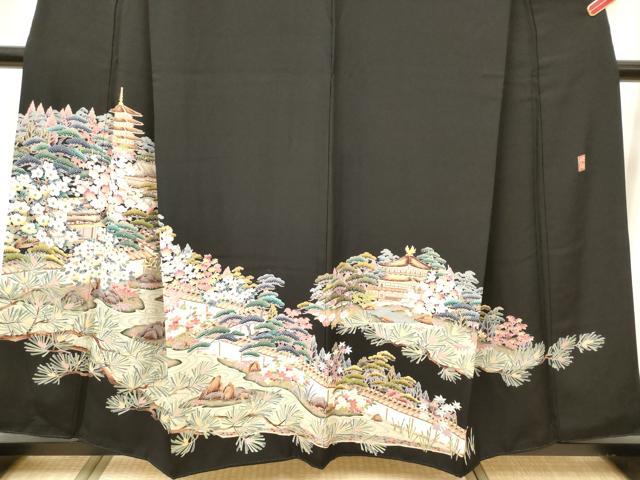 平和屋着物■豪華黒留袖　友禅　作家物　枯山水　松竹梅　正絹　逸品　DABH5077ea