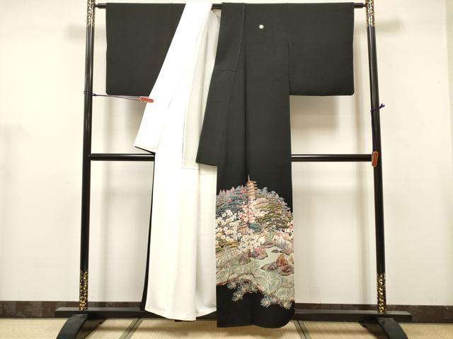 平和屋着物■豪華黒留袖　友禅　作家物　枯山水　松竹梅　正絹　逸品　DABH5077ea