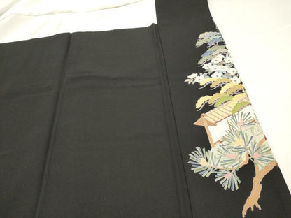 平和屋着物■豪華黒留袖　友禅　作家物　枯山水　松竹梅　正絹　逸品　DABH5077ea