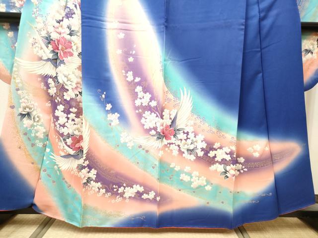 平和屋着物■豪華振袖　飛鶴花文　暈し染め　金彩　正絹　逸品　DABH5079ea