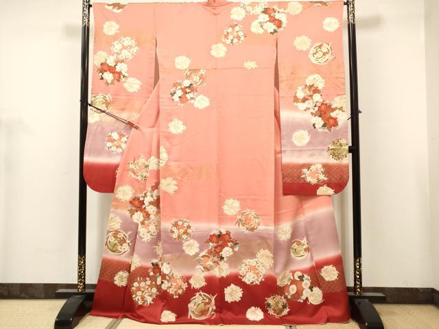 平和屋着物■豪華振袖　四君子　花丸文　暈し染め　金彩　三越扱い　正絹　逸品　DABH5082ea