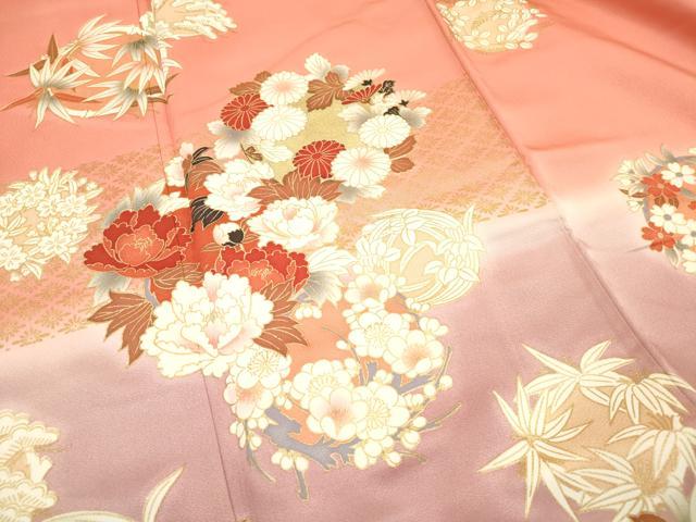 平和屋着物■豪華振袖　四君子　花丸文　暈し染め　金彩　三越扱い　正絹　逸品　DABH5082ea