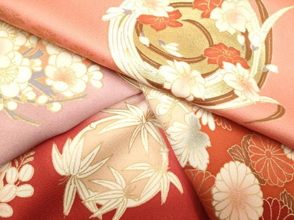 平和屋着物■豪華振袖　四君子　花丸文　暈し染め　金彩　三越扱い　正絹　逸品　DABH5082ea