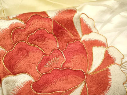 平和屋着物■豪華振袖　駒刺繍　牡丹　暈し染め　金糸　正絹　逸品　DABH5083ea