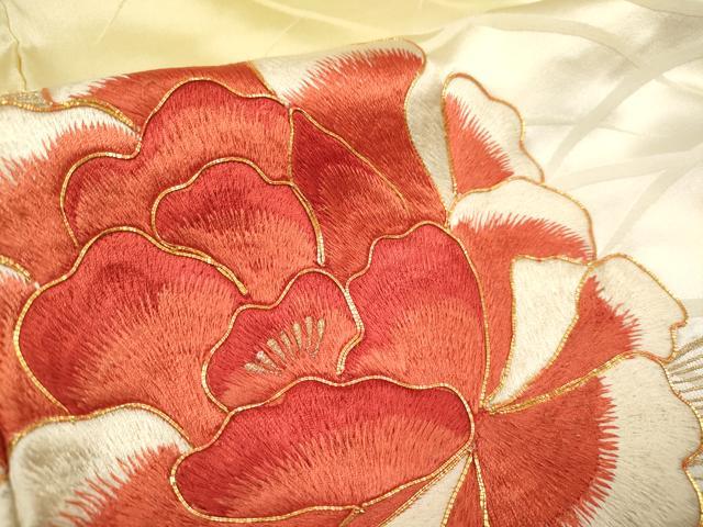 平和屋着物■豪華振袖　駒刺繍　牡丹　暈し染め　金糸　正絹　逸品　DABH5083ea