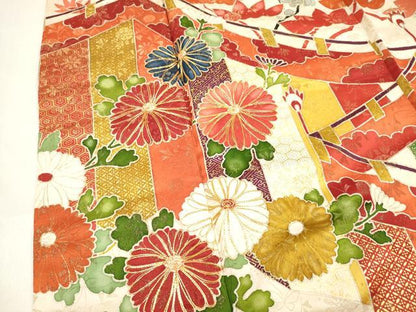 平和屋着物■豪華振袖　駒刺繍　幔幕雲重ね花文　松竹梅　金彩　金通し地　正絹　逸品　DABH5084ea