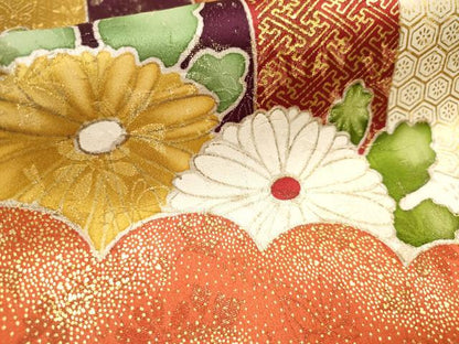 平和屋着物■豪華振袖　駒刺繍　幔幕雲重ね花文　松竹梅　金彩　金通し地　正絹　逸品　DABH5084ea