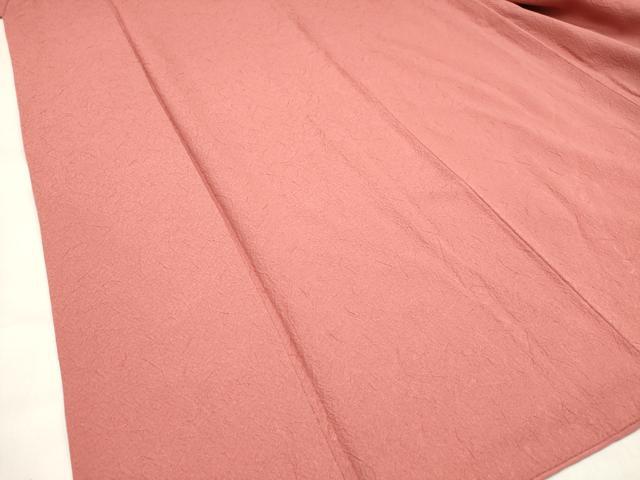 平和屋着物■上質な色無地　干割れ地紋　甚三紅色　正絹　逸品　DABH5089ea