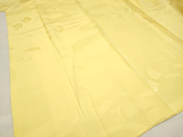 平和屋着物■上質な色無地　鼓風景地紋　黄支子色　正絹　逸品　DABH5092ea