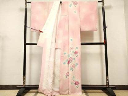平和屋着物■訪問着　手描き　舞花文　暈し染め　金彩　正絹　逸品　DABH5094ea