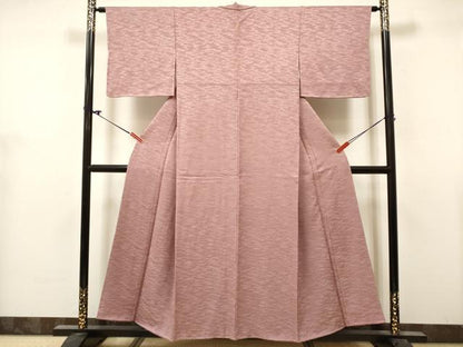 平和屋着物■上質な色無地　エ霞地紋　退紅色　正絹　逸品　未使用　DABH5096ea