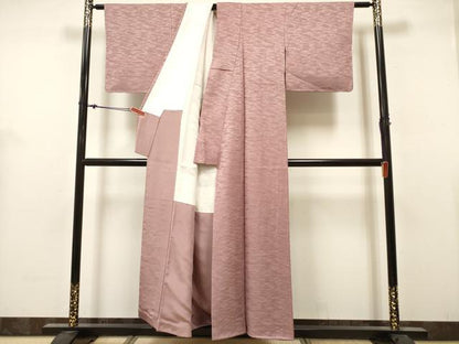 平和屋着物■上質な色無地　エ霞地紋　退紅色　正絹　逸品　未使用　DABH5096ea