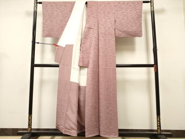 平和屋着物■上質な色無地　エ霞地紋　退紅色　正絹　逸品　未使用　DABH5096ea