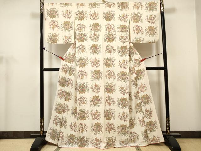 平和屋着物■上質な小紋　飾花文　金彩　正絹　逸品　DABH5098ea
