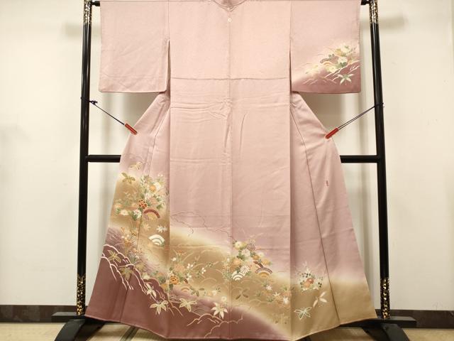 平和屋着物■訪問着　作家物　青海波笹花文　暈し染め　金彩　正絹　逸品　DABH5099ea