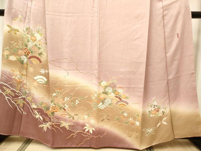 平和屋着物■訪問着　作家物　青海波笹花文　暈し染め　金彩　正絹　逸品　DABH5099ea