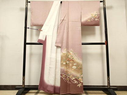 平和屋着物■訪問着　作家物　青海波笹花文　暈し染め　金彩　正絹　逸品　DABH5099ea