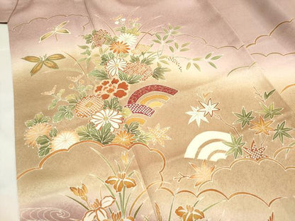 平和屋着物■訪問着　作家物　青海波笹花文　暈し染め　金彩　正絹　逸品　DABH5099ea