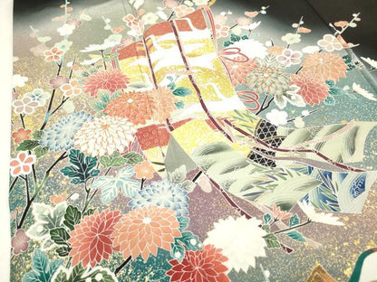 平和屋着物■豪華黒留袖　作家物　駒刺繍　鴛鴦流水花文　几帳　暈し染め　金銀彩　正絹　逸品　DABH5105ea