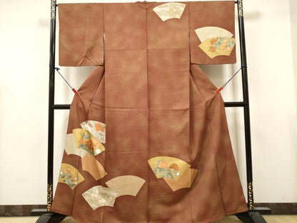 平和屋着物■訪問着　刺繍　地紙重ね花文　金彩　正絹　逸品　DABH5107ea
