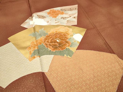 平和屋着物■訪問着　刺繍　地紙重ね花文　金彩　正絹　逸品　DABH5107ea