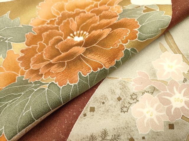 平和屋着物■訪問着　刺繍　地紙重ね花文　金彩　正絹　逸品　DABH5107ea