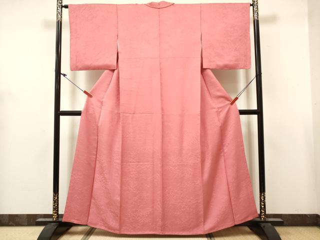 平和屋着物■上質な色無地　風景花地紋　真朱色　正絹　逸品　DABH5108ea