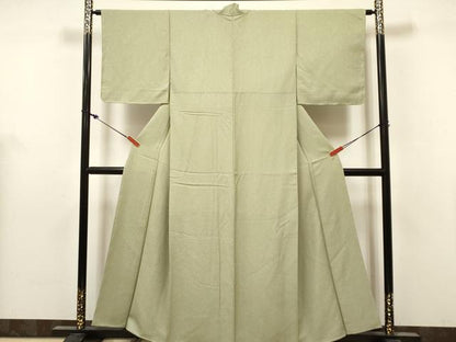 平和屋着物■上質な色無地　干割れ地紋　柳茶色　正絹　逸品　DABH5112ea