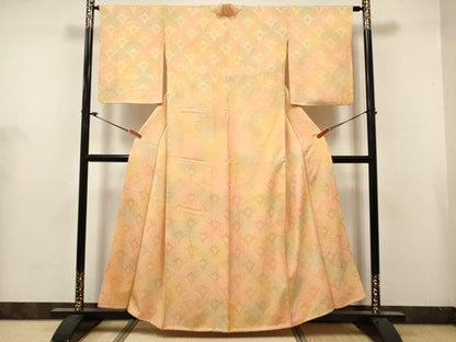 平和屋着物■上質な小紋　花青海波地紋　暈し染め　正絹　逸品　DABH5114ea