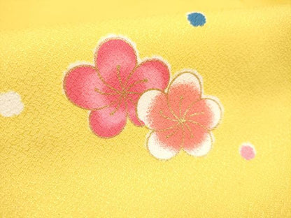 平和屋着物[]七五三　女の子　７歳　祝着　四つ身　花鞠文　暈し染め　金彩　未使用　DABH5122ea