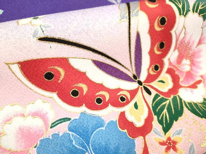 平和屋着物[]七五三　女の子　７歳　祝着　四つ身　花蝶鞠文　暈し染め　金彩　DABH5129ea