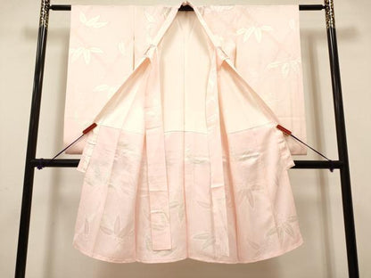 平和屋着物[]長襦袢　女の子　子供　袷　絞り　笹の葉文　逸品　DABH5132ea