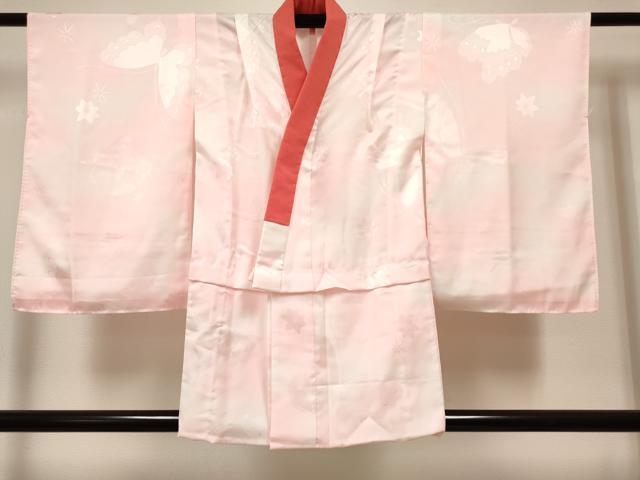 平和屋着物[]長襦袢　女の子　子供　無双仕立て　花蝶地紋　暈し染め　DABH5137ea