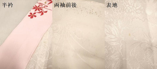 平和屋着物[]長襦袢　女の子　子供　袷　花車地紋　飛鶴　金彩　半衿刺繍　DABH5138ea