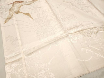 平和屋着物[]長襦袢　女の子　子供　袷　花車地紋　飛鶴　金彩　半衿刺繍　DABH5138ea