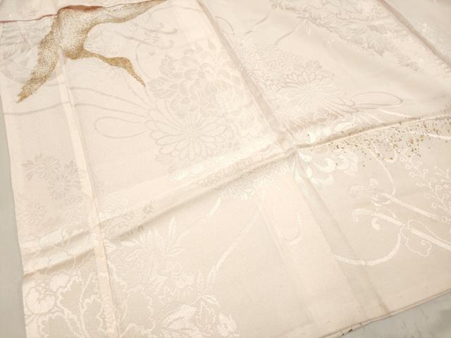 平和屋着物[]長襦袢　女の子　子供　袷　花車地紋　飛鶴　金彩　半衿刺繍　DABH5138ea