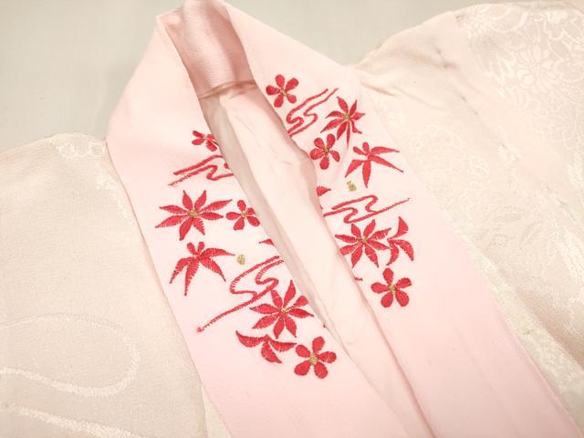 平和屋着物[]長襦袢　女の子　子供　袷　花車地紋　飛鶴　金彩　半衿刺繍　DABH5138ea