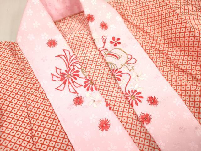 平和屋着物[]長襦袢　女の子　子供　袷　鹿の子文様　半衿刺繍　逸品　DABH5140ea