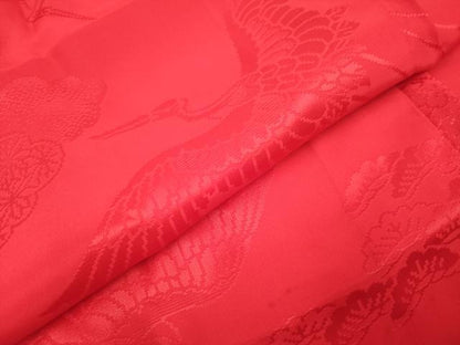 平和屋着物[]長襦袢　女の子　子供　袷　飛鶴地紋　猩々緋色　半衿刺繍　DABH5141ea