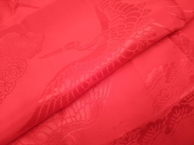 平和屋着物[]長襦袢　女の子　子供　袷　飛鶴地紋　猩々緋色　半衿刺繍　DABH5141ea