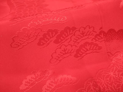 平和屋着物[]長襦袢　女の子　子供　袷　飛鶴地紋　猩々緋色　半衿刺繍　DABH5141ea