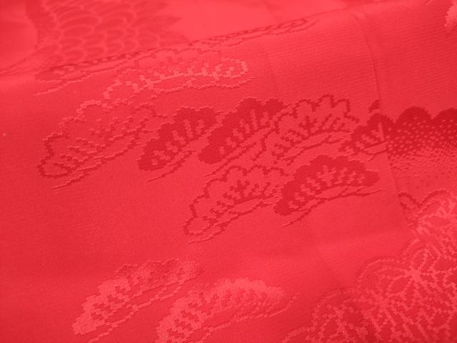 平和屋着物[]長襦袢　女の子　子供　袷　飛鶴地紋　猩々緋色　半衿刺繍　DABH5141ea
