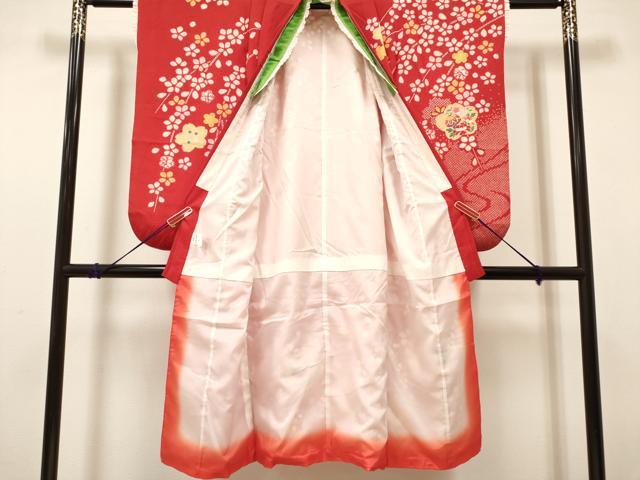 平和屋着物[]七五三　女の子　７歳　祝着　四つ身　枝垂れ桜　花鞠文　金彩　DABH5144ea