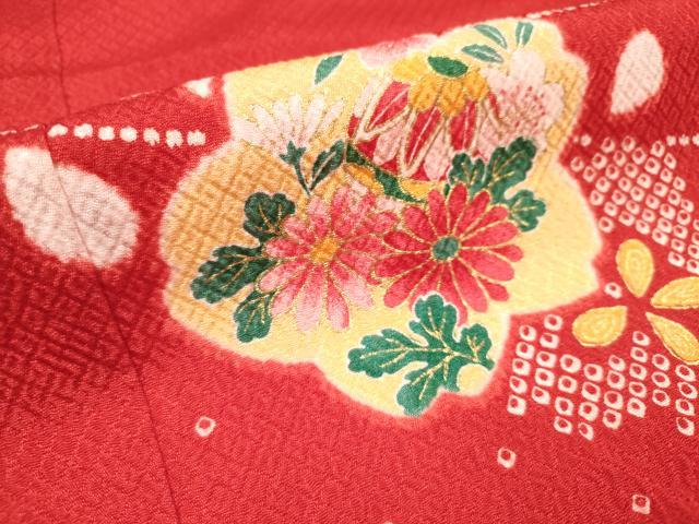 平和屋着物[]七五三　女の子　７歳　祝着　四つ身　枝垂れ桜　花鞠文　金彩　DABH5144ea