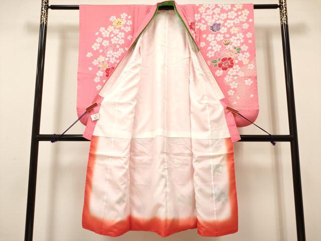 平和屋着物[]七五三　女の子　７歳　祝着　四つ身　舞桜文　金彩　DABH5145ea